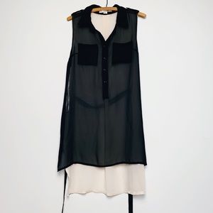 Forever 21 Sheer Sleeveless Black & Cream Tunic